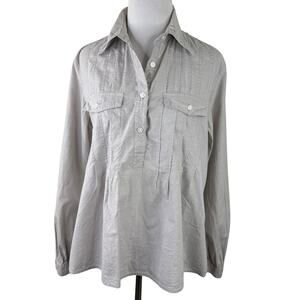Mexx Women's Grey Half Button Pleated Shirt Size 38 / Medium